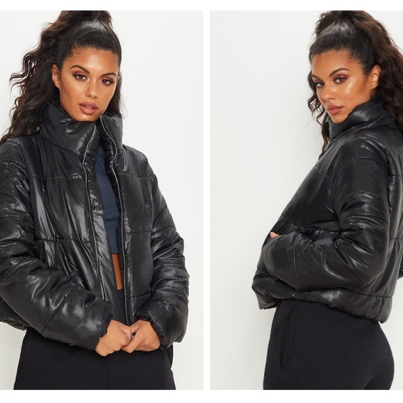 PrettyLittleThing Jackets & Blazers - NWOT Black Cropped Puffer Jacket
